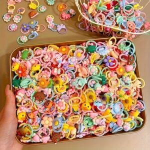 50 pièces Élastiques à Cheveux Mignons - Bandeaux Élastiques en Caoutchouc