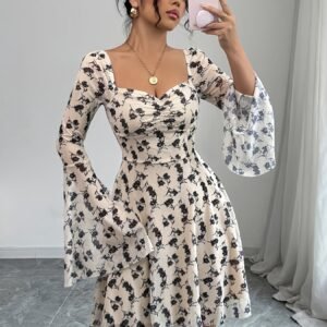 Nouvelle Robe Courte en Maille Imprimée pour Femme avec Design à Bretelles