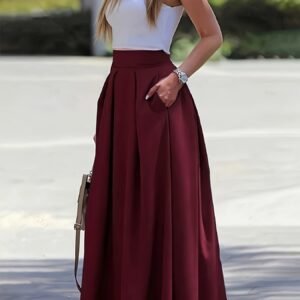 Jupe décontractée taille haute trapèze avec design fluide