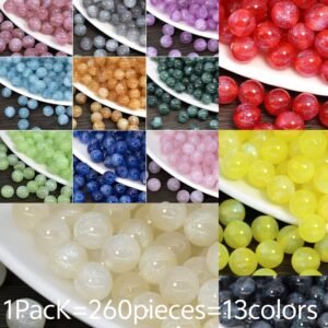 260 perles acryliques scintillantes 8mm ciel étoilé, 13 couleurs