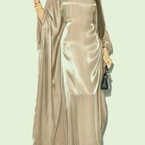 Abaya élégante et scintillante en métal pour femme - taille unique M, manches longues