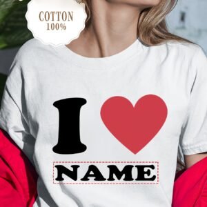 T-shirt personnalisable Cœur d'Amour, 100% coton, design avec prénom