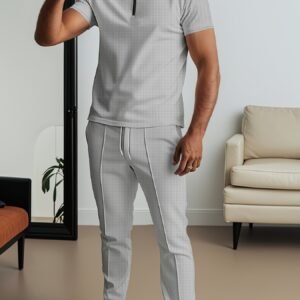 Ensemble 2 pièces T-shirt et pantalon à texture gaufrée pour homme
