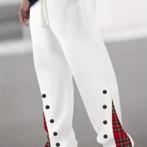 Pantalon décontracté pour homme à boutons décoratifs