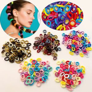 180/300 pièces Élastiques à Cheveux et Bigoudis Colorés