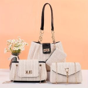 4 pièces Ensemble de Sacs en Osier Tressé à la Main