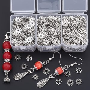 240pcs par boîte, 3 styles de embouts floraux, embouts de fleurs, embouts de perles, embouts de pompons