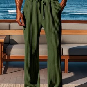 Pantalons droits décontractés à rayures verticales