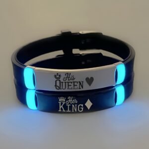 2 Bracelets Lumineux Roi & Reine - Charm Couronne Assorti