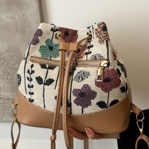 Mini sac bandoulière tote en toile à motif floral
