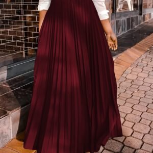 Taille Grande - Jupe Longue Plissée Décontractée Grande Taille pour Femmes