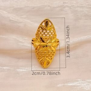 Bague Gothique à Motif Feuille Ajourée - Design Élégant de Vigne et Feuille plaqué Or