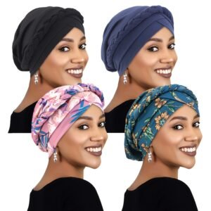 Lot de 4 Foulards Bohèmes Musulmans - Imprimé Multicolore Aléatoire