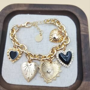 Bracelet pendentif cœur en alliage vintage avec chaîne épaisse