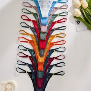12 pièces de Culottes V-String Ultra-Fines Style Français pour Femmes