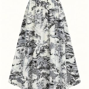 Jupe maxi élégante en ligne A pour femme - Motif floral