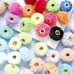 50 pièces Perles en Fausse Fourrure 20mm