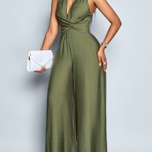 Combinaison Élégante Femme à Col en V Sans Manches