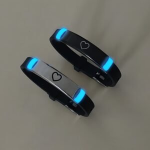 2 bracelets lumineux en forme de cœur pour couple - Acier inoxydable