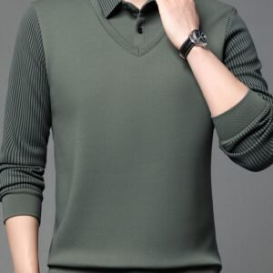 Polo décontracté à manches longues - Mélange polyester et élasthanne