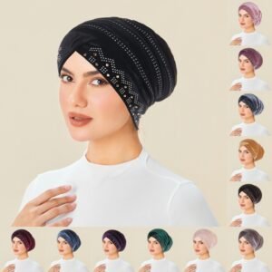 Bonnet Européen et Américain Orné de Strass en velour