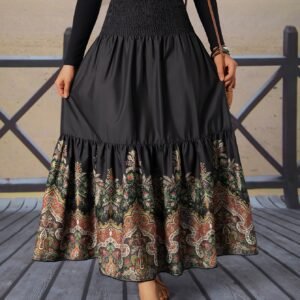 Jupe longue à imprimé floral et à fronces