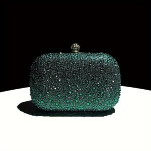 Élégante émeraude en strass, chaîne en métal, sac à main léger et glamour