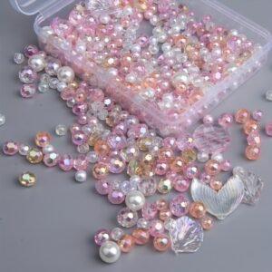 Lot de 200 perles acryliques assorties, 3-12 mm - Perles rondes et pendentifs