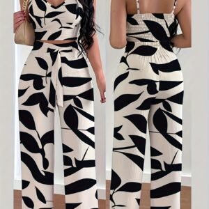 Ensemble Combinaison Élégante Femme Sans Manches à Jambes Larges