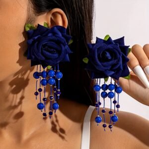 boucles doreilles élégantes à perles roses bleu