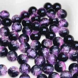 60pcs de perles en verre noir et violet de haute qualité, idéales pour les accessoires de bijoux faits main, les bracelets de tous les jours, les colliers, les boucles d'oreilles et les décorations de bijoux d'Halloween.