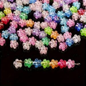 500 pièces Perles Acryliques Pailletées AB - Perles Étincelantes Multicolores pour Création de Bijoux, Boucles d'Oreilles et Bracelets DIY - Design Floral avec Effet Métallisé, Taille Uniforme, Fournitures Artisanales, Surface Brillante