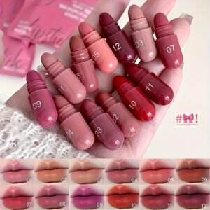 12 pièces Ensemble de Mini Rouges à Lèvres Mats Mignons - Nuances Riches de Rose Brun Doux, Application Lisse, Texture Crémeuse, Longue Tenue, Essentiel pour les Fêtes de Maquillage, Cadeau Idéal pour Petite Amie