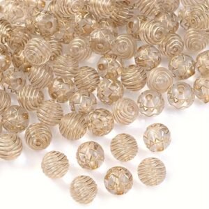 50 perles acryliques dorées à rayures de 10 mm pour fabrication de bijoux, bracelets DIY, colliers, porte-clés, boucles d'oreilles et accessoires de création