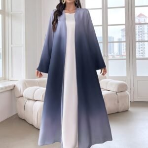 Robe abaya élégante pour femmes - gown islamique à manches longues, couleurs blanc/bleu/gris/noir, tissu léger pour occasions quotidiens et spéciaux, silhouette sophistiquée, fit confortable, fashion modeste