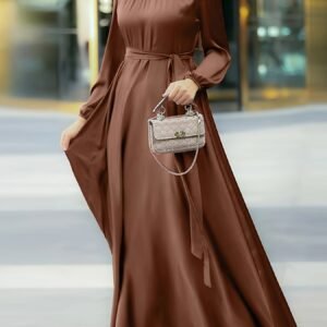 Robe Maxi Modeste à Coupe Ample avec Ceinture Élastique