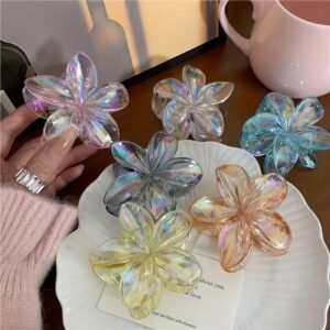 4 pinces à cheveux fleur frangipanier découpées au laser, pinces à cheveux fleuries colorées, pinces à cheveux haut de gamme, pinces requin, accessoires capillaires, ornements de tête