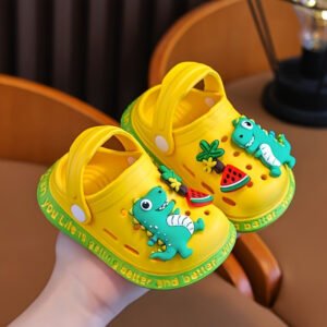 Sabots Dinosaures Cartoon pour Enfants, Chaussures de Plage Mignonnes à Semelle Souple pour Garçons et Filles en Été, Mules en Matériau EVA pour Intérieur/Extérieur
