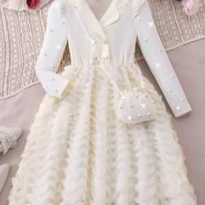 Une robe élégante avec un design en maille superposée pour les événements