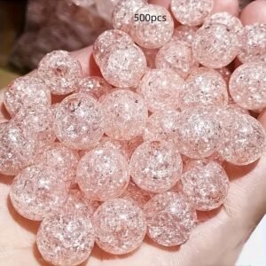 500 Perles acryliques fissurées de 8 mm - multicolores pour loisirs créatifs avec effet verre fracturé unique, perles d'espacement pour fabrication de bijoux et projets décoratifs, couleurs vibrantes, finition scintillante