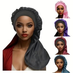 1/2/3 Bonnet de Nuit Long pour Cheveux Lisses et Bouclés, Grand Format en Satin - Idéal Dreadlocks, Tressages | Accessoire Salle de Bain Femme