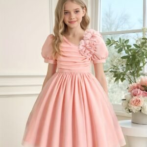 Robe enfants Manches courtes en mousseline Robe princesse