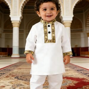 Robe Thobe Traditionnelle Moyen-Orientale pour Garçons, Tenue de Fête Style Dubaï