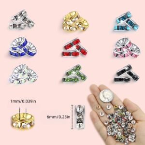 300 pièces d'entretoises rondes de 6 mm - Petites perles en résine adaptées pour la création de bijoux DIY, colliers, bracelets, boucles d'oreilles et pendentifs - Entretoises pour perles