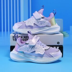 Baskets Décontractées pour Filles avec Décoration Ailes de Papillon, Look Tendance, Doublure Confortable, Semelle Souple, Fermeture Magique, Idéales pour le Sport en Extérieur, Intérieur, Randonnée, Course et École