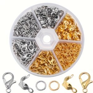 Kit de Fabrication de Bijoux en Acier Inoxydable avec Fermoirs Mousqueton, Éléments Tressés Perlés, Détails Creux - Ensemble de Début pour l'Artisanat DIY