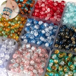 360pcs Perles Fissures Dégradées Mélangées 6mm 9 couleurs | Perles Rondes Colorées pour la Création de Bijoux, Parfaites pour Bracelets, Colliers, Boucles d'Oreilles - Cadeau de Fête Idéal pour les Passionnés d'Artisanat