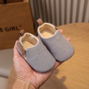 Chaussures de marche douces à semelle souple et en lin pour bébés garçons