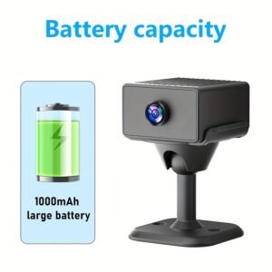 Caméra mini intelligente sans fil, caméra de sécurité avec support auto-adhésif - WiFi 2,4 GHz pour intérieur/extérieur, batterie 1000 mAh, rechargeable par USB, idéale pour voyages/locations | Surveillance domestique et d'animaux, visualisation par application mobile
