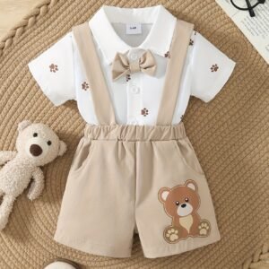 Ensemble 2 pièces pour bébés garçons comprenant une chemise à manches courtes